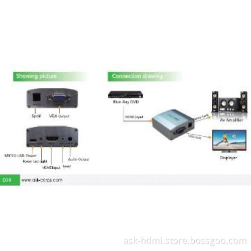 HDMI to VGA+SPDIF/Audio converter box stock ready fast delivery
